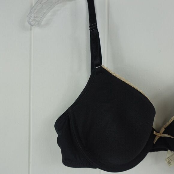 Maidenform Womens Black Padded Bra with Lace & Bow Detail Size 34B - Picture 2 of 10